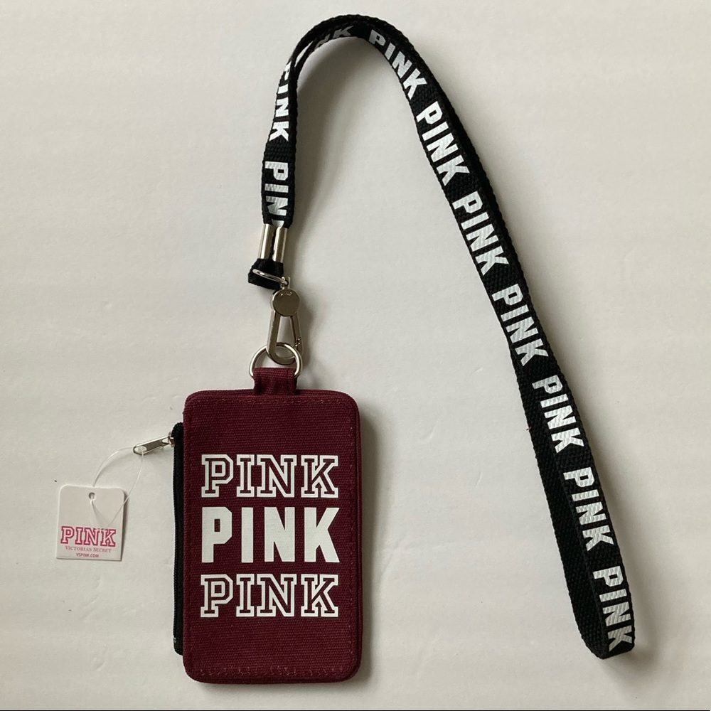 $20 Brand New Rare Discontinued Maroon Love Pink ID Holder/Wallet/Lanyard